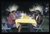 Students at a luau party